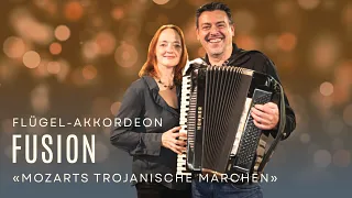 Flügel–Akkordeon Fusion (Foto: Claire Pasquier) Flügel–Akkordeon Fusion: Flügel–Akkordeon Fusion, «Mozarts Trojanische Märchen» (Foto: Claire Pasquier)