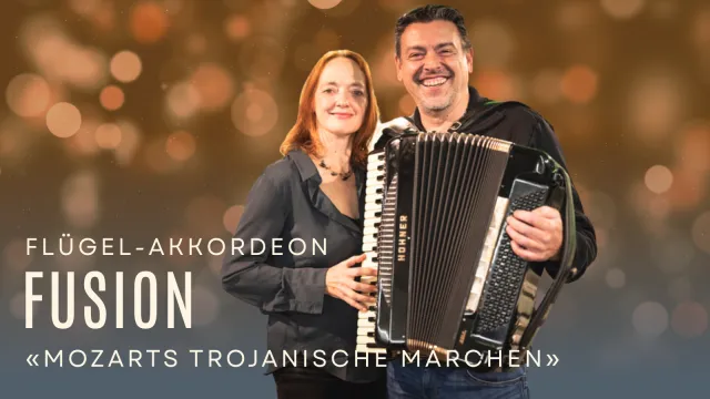 Flügel–Akkordeon Fusion (Foto: Claire Pasquier) Flügel–Akkordeon Fusion — Flügel–Akkordeon Fusion, «Mozarts Trojanische Märchen» (Foto: Claire Pasquier)